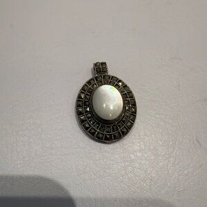 Tocara Vintage-Inspired Silver 925 and White Oval Pendant